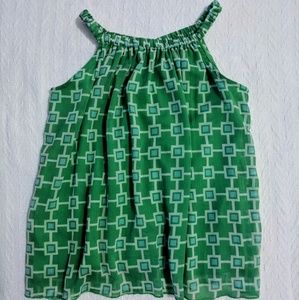 Green Geo Shales Gathered Neck Blouse
